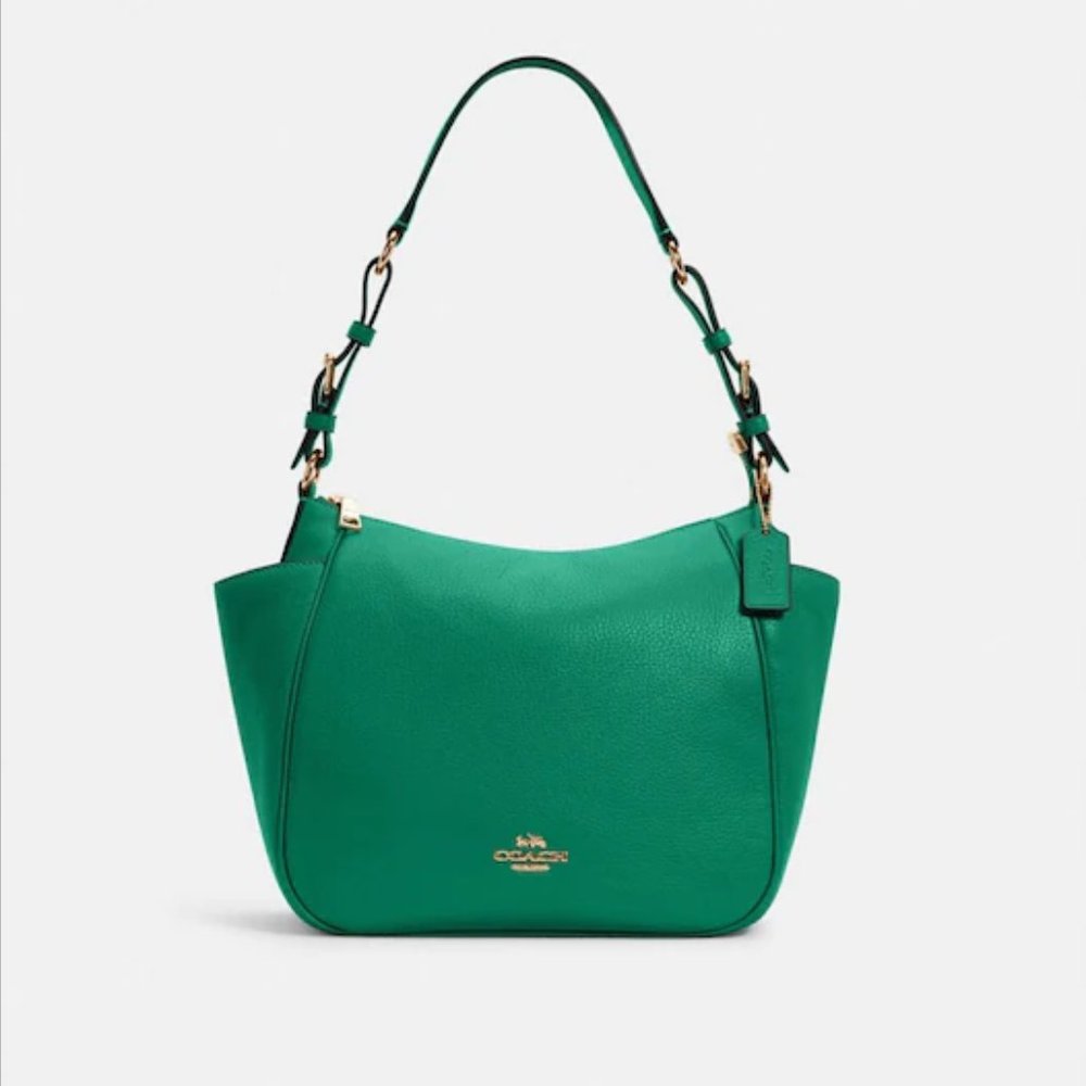 Coach Vibrant Green Shoulder Bag with Gold Details